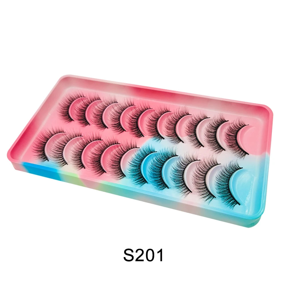Natural Lashes 5/10 Pairs Eyelashes 3D Mink Lashes Manga Lashes Strip Lashes Band Soft Light False Eyelashes Makeup