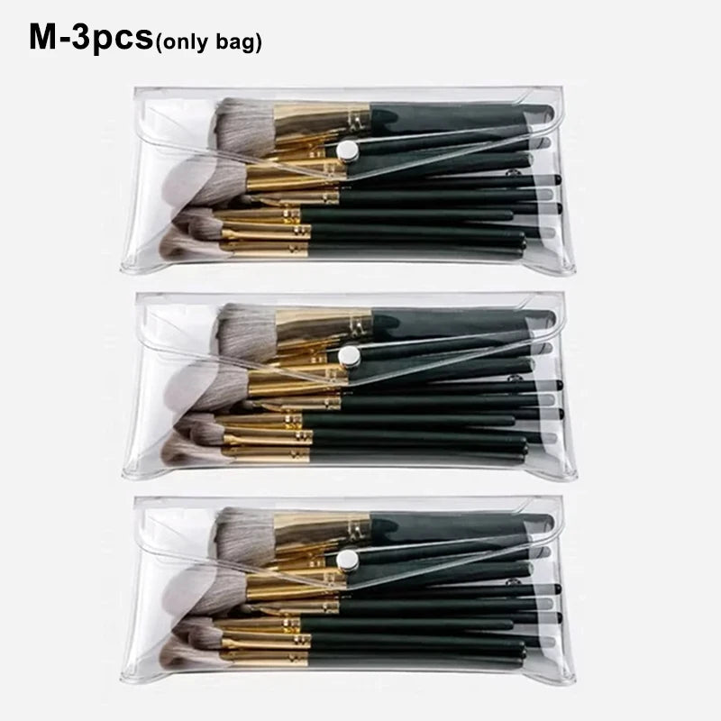 Transparent Cosmetic Bag S/M/L Portable PVC Organizer for Makeup Brushes Toiletry Waterproof Stationery Storage Bags Makeup Tool