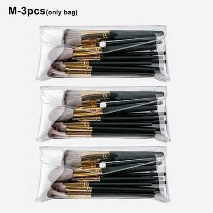 Transparent Cosmetic Bag S/M/L Portable PVC Organizer for Makeup Brushes Toiletry Waterproof Stationery Storage Bags Makeup Tool