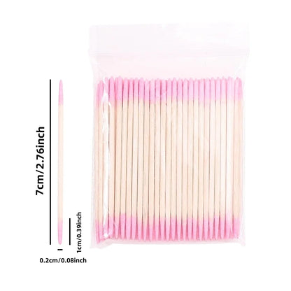 100/300/500Pcs Disposable Wood Cotton Swab Double Head Lipstick Ear Swabs Eyelash Cleaning Cotton Buds Manicure Beauty Supplies