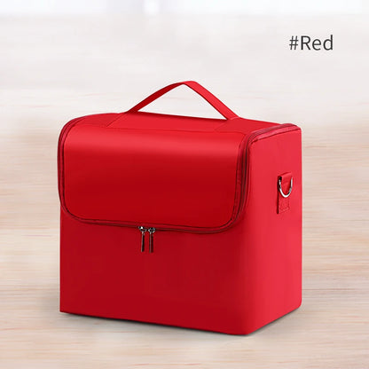 Large Makeup Carrying Train Case for Women, Travel Bag Storage Box,4 Tier Professional Nail Organizer Case with Adjustable