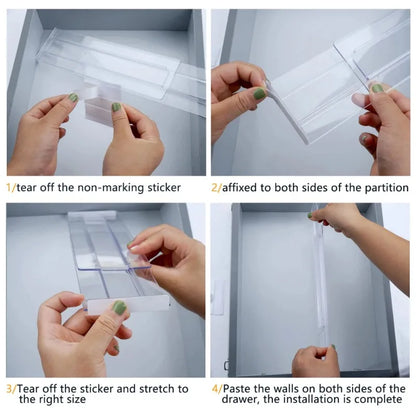 Drawer Dividers Organizers Adjustable Plastic Drawers Separators for Clothing Kitchen Utensils Makeup Office Storage