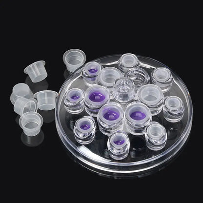 100PCS Tattoo Ink Cup S M L Disposable Microblading Steady Plastic White Permanent Makeup Ink Pigment Clear Holder Container Cap