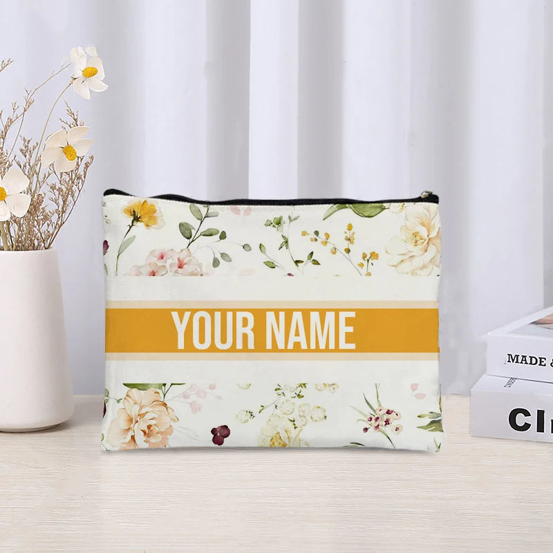 Custom Makeup Bag Trendy Canvas Travel Cosmetic Organizer Luxury Wedding Bridesmaid Gift Purse Vintage Brand Side Bag for Ladies