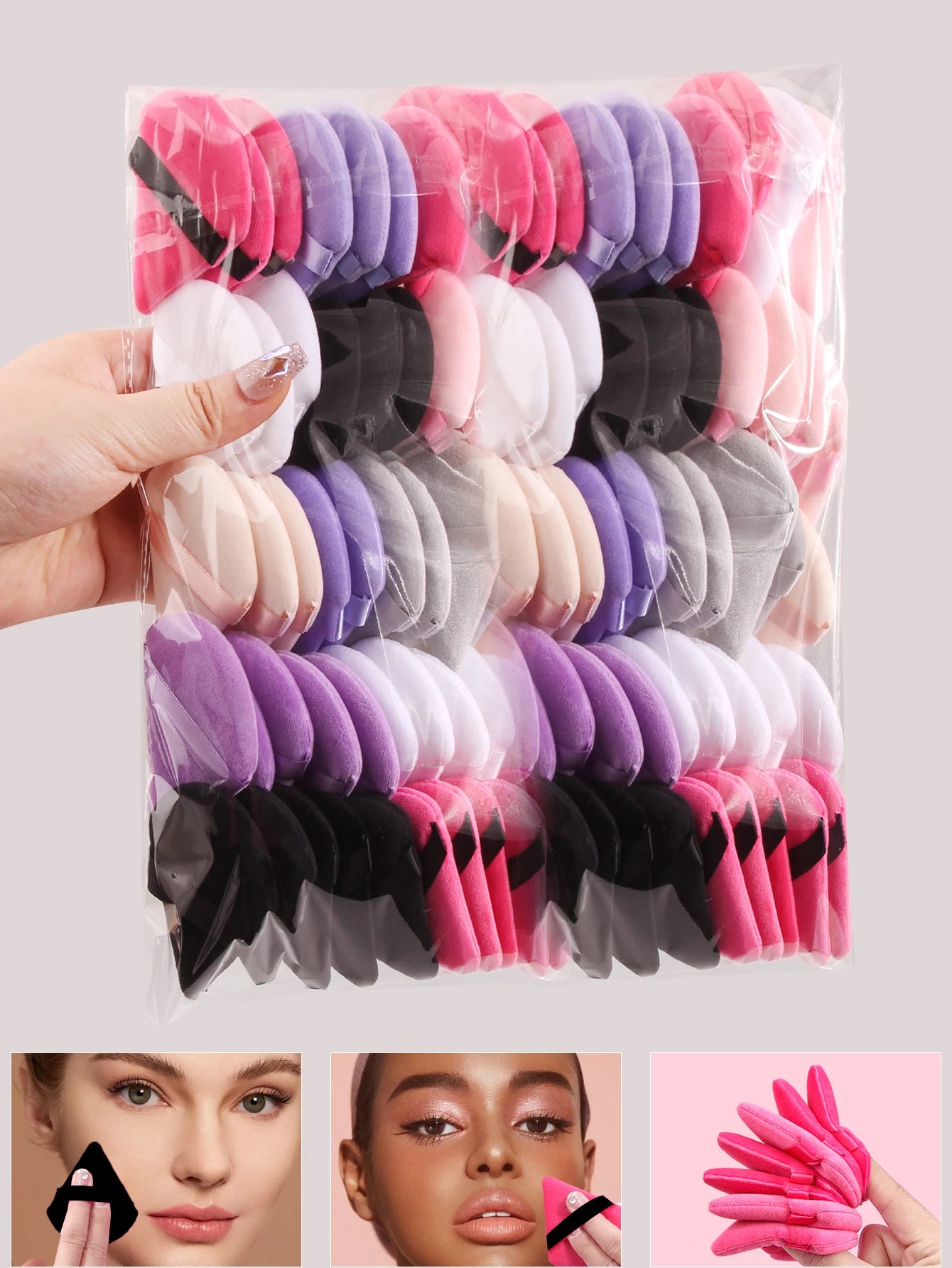 2Pcs/100Pcs  Triangle Powder Puff For Loose Powder Liquid Cosmetic Soft Plush Powder Puff Makeup Foundation Puff Makeup Tool