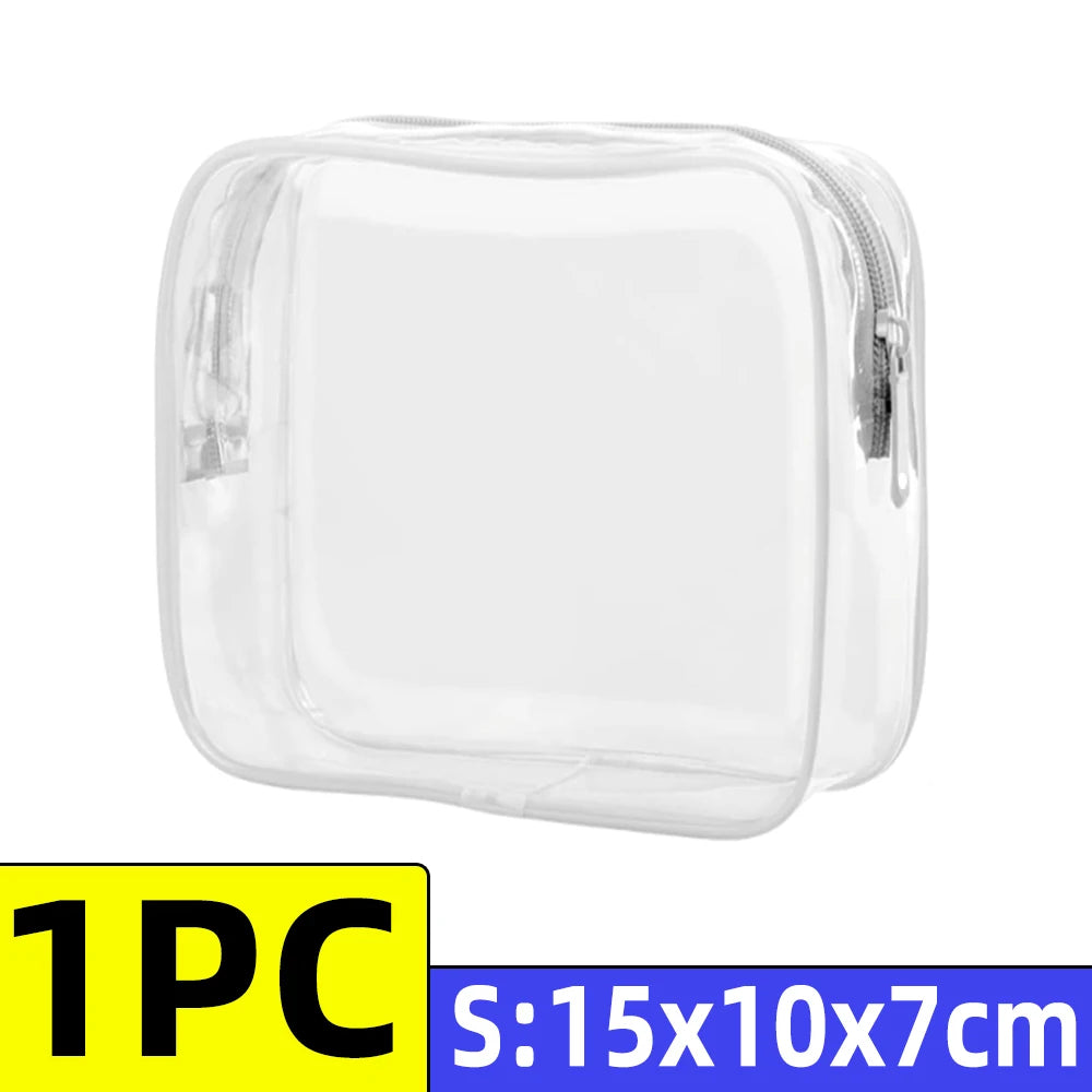 Travel Organizer Bath Toiletry Wash Storage Bag Case White Transparent Zipper Makeup Bags  Clear Pouch Women's Cosmetic Bag