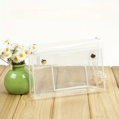 4-Layer PVC Transparent Makeup Bag, Travel Toiletry Organizer & Multi-Purpose Pencil Case for Students
