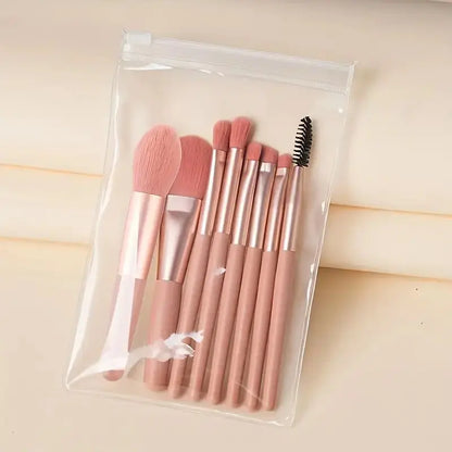 Portable 8Pcs Makeup Brush Set Soft Makeup Concealer Brush Blush Loose Powder Brush Eye Shadow Foundation Brush Beauty Tools