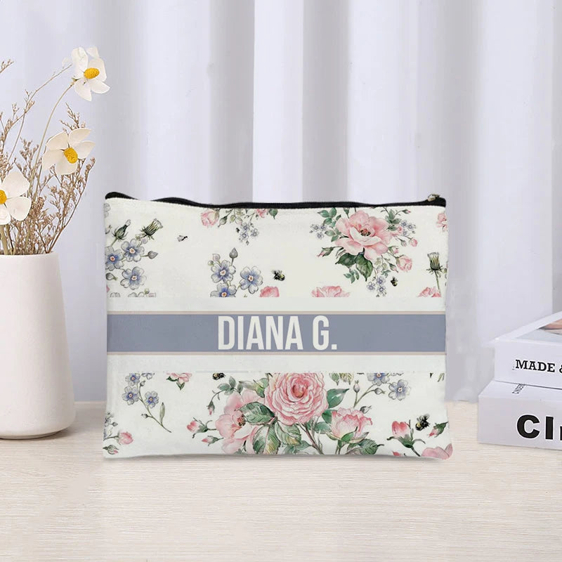 Custom Makeup Bag Trendy Canvas Travel Cosmetic Organizer Luxury Wedding Bridesmaid Gift Purse Vintage Brand Side Bag for Ladies