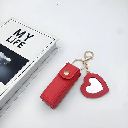 Portable Lipstick Mouth Red Envelope Gift Coin Purse Keychain Lipstick Mini Storage Bag Change Fashion Storage Box with Mirror