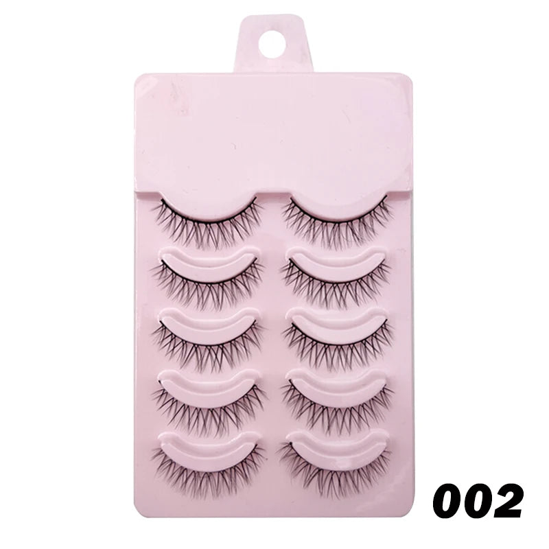 Natural Lashes 5/10 Pairs Eyelashes 3D Mink Lashes Manga Lashes Strip Lashes Band Soft Light False Eyelashes Makeup