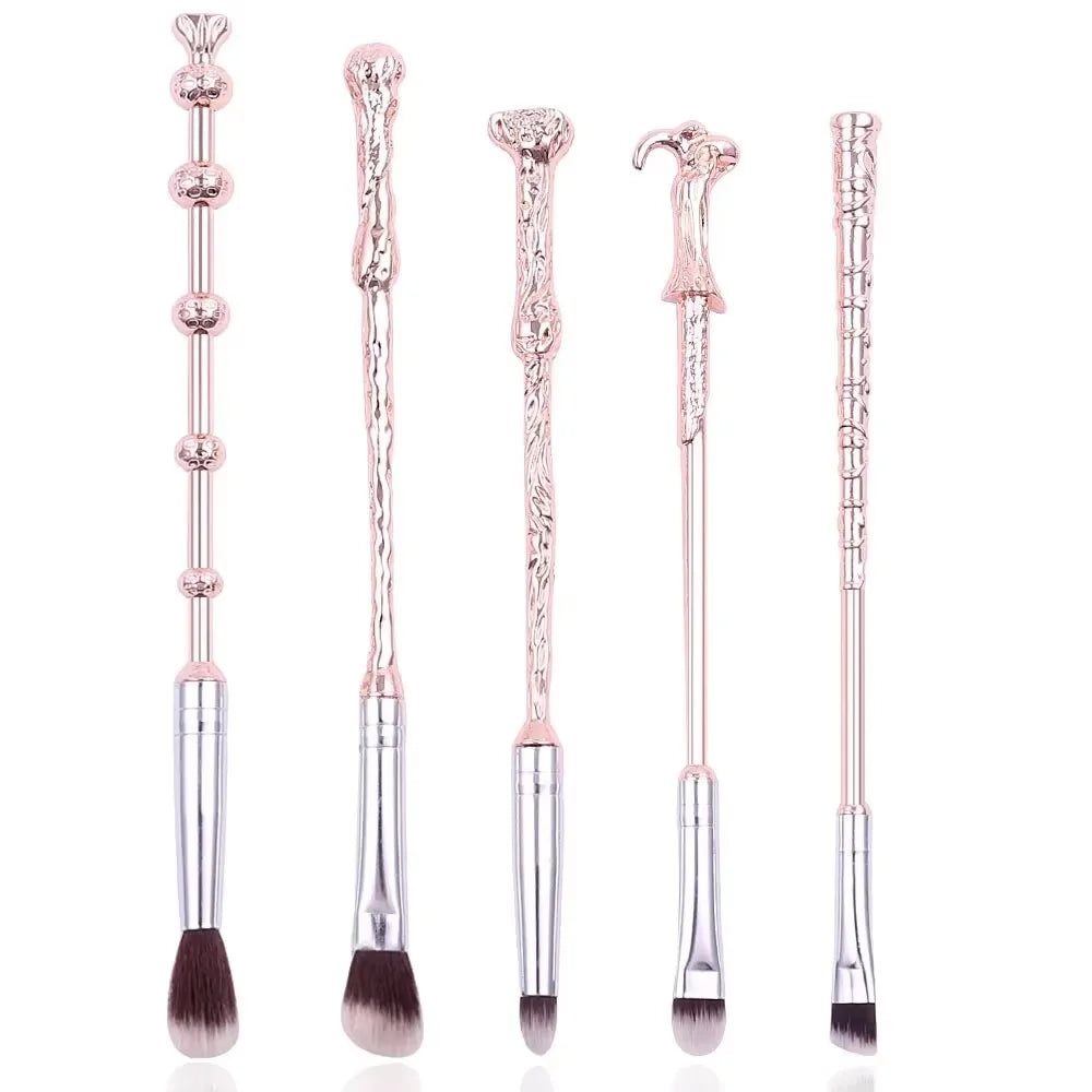5PCS Makeup Brush Wand Set Professional Style Brushes with Soft Bristle and Metal Handles Perfect for Eyeshadow Powder Makeup