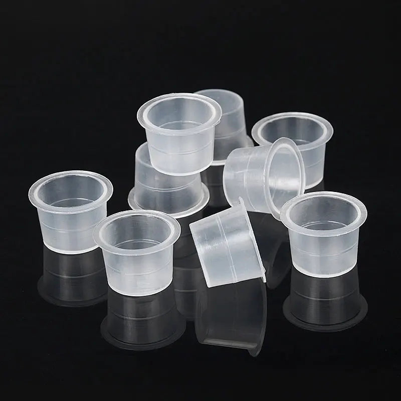 Clearance_100PCS Tattoo Ink Cup S M L Disposable Microblading Steady Plastic White Permanent Makeup Ink Pigment Clear Holder Con