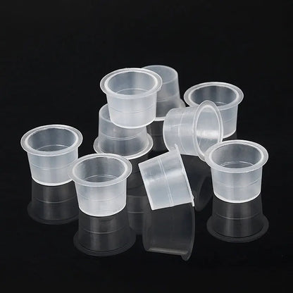 Clearance_100PCS Tattoo Ink Cup S M L Disposable Microblading Steady Plastic White Permanent Makeup Ink Pigment Clear Holder Con