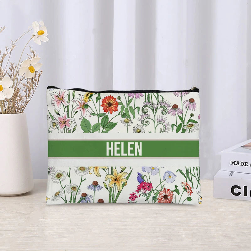 Custom Makeup Bag Trendy Canvas Travel Cosmetic Organizer Luxury Wedding Bridesmaid Gift Purse Vintage Brand Side Bag for Ladies