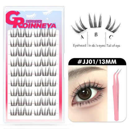 GROINNEYA Self Adhesive DIY Lash Extension Kit Lash Clusters No Glue Needed DIY Lash Extension Pre Glued Cluster Lashes