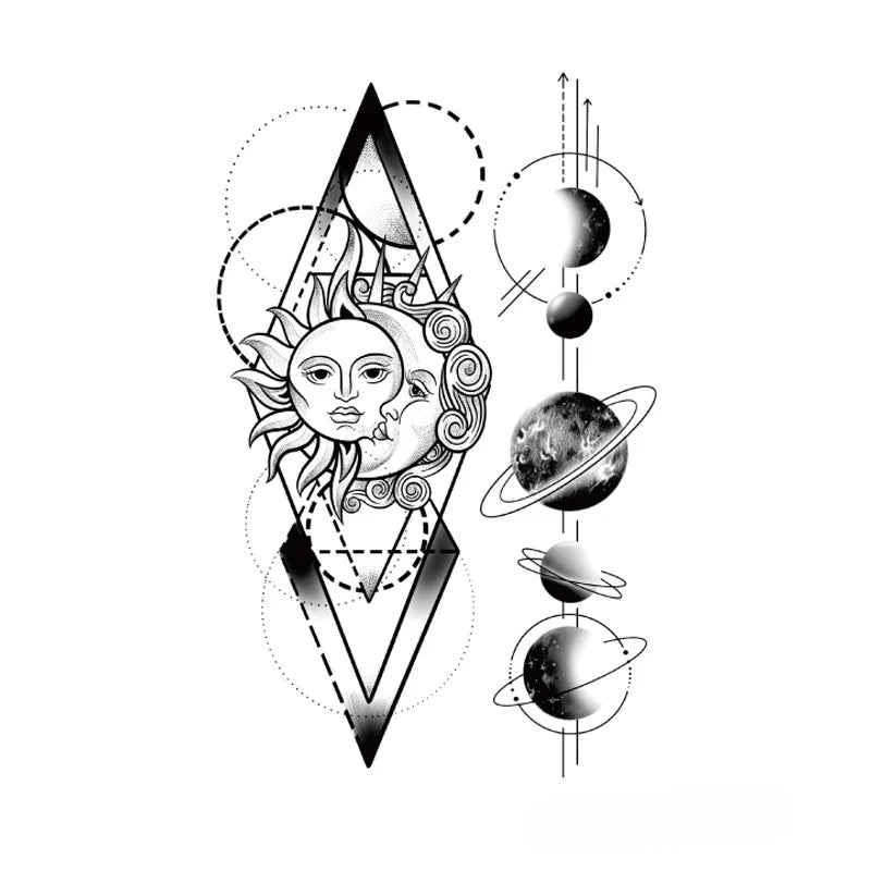 Tattoo Stickers Totem Black Color Flash Temporary Waterproof Party Fake Makeup Neck Hand Arm Body Art for Men Women