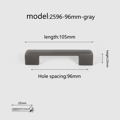 Aluminum alloy cabinet handle, gray wardrobe handle, makeup table handle, 96mm/128mm storage room cabinet handle