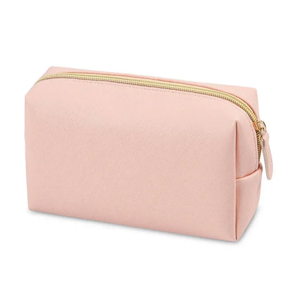 Women Cosmetic Bag Waterproof PU Leather Solid Color Makeup Pouch Travel Portable Wash Toiletry Storage Bag Organizer Purse 2023