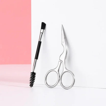 Black Eyebrow Trimming Scissors Stainless Steel Tweezers Scraping Eyebrow Comb Razor Eyebrow Clip Makeup Tools Sets