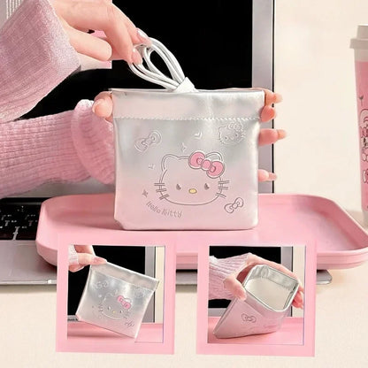 New Hello Kitty Organizer Bag Anime Cartoon Portable Makeup Bag Earphones Zero Wallet Lipstick Travel Storage Bag Accessory Gift
