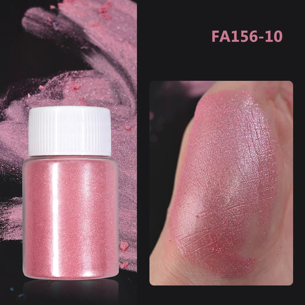 10g/Bottle White/Pink Pearlescent Nail Art Powder Sparkly Mermaid Chrome Pearl Pigment Aurora Manicure Mica Mineral Rubbing Dust