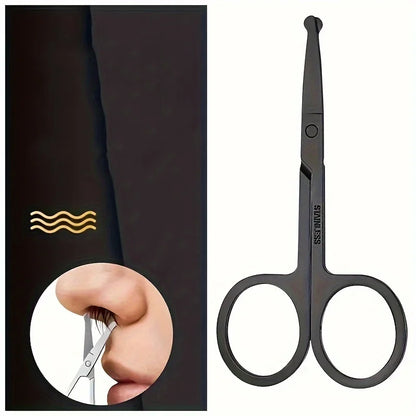 Precision Nose Hair Scissors, Round Tip Scissors for Eyebrows, Beard, Mustache and Ear Hair Trimming Facial Grooming Tools with