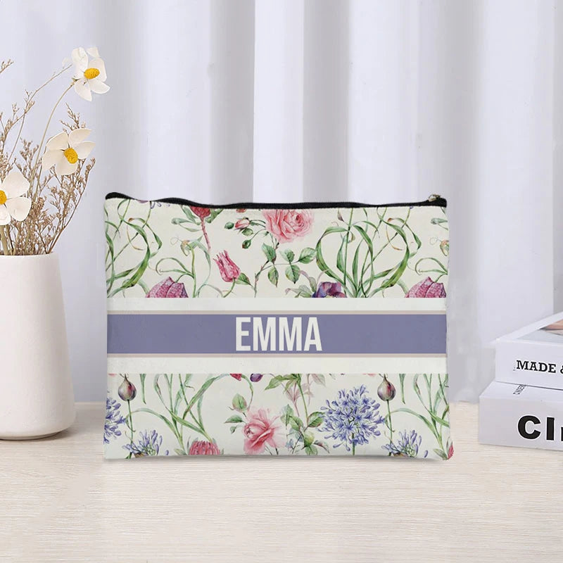 Custom Makeup Bag Trendy Canvas Travel Cosmetic Organizer Luxury Wedding Bridesmaid Gift Purse Vintage Brand Side Bag for Ladies