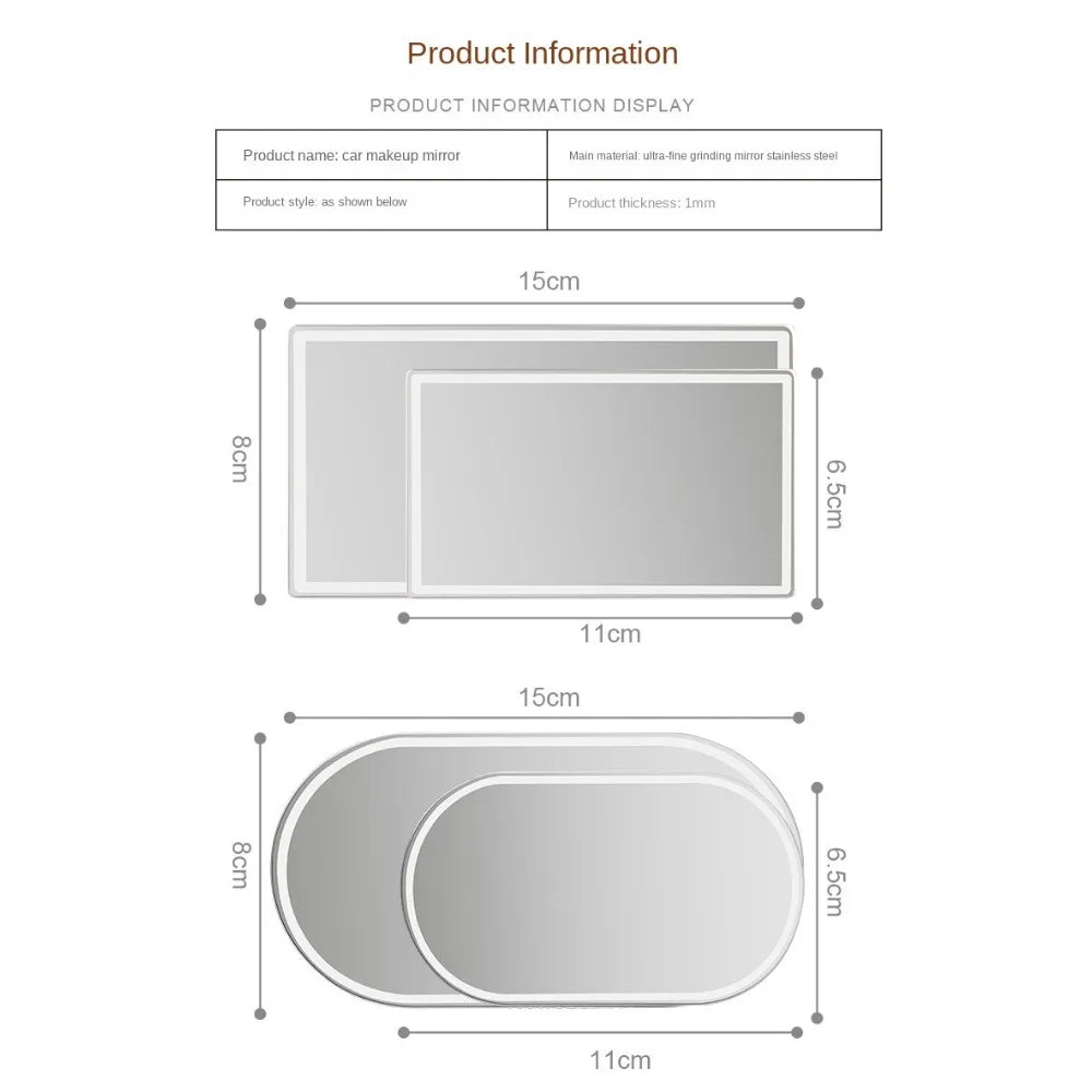 Car Interior Mirror Universal Stainless Steel Auto Sun-Shading Visor HD Mirrors Portable Car Makeup Mirror Car-styling