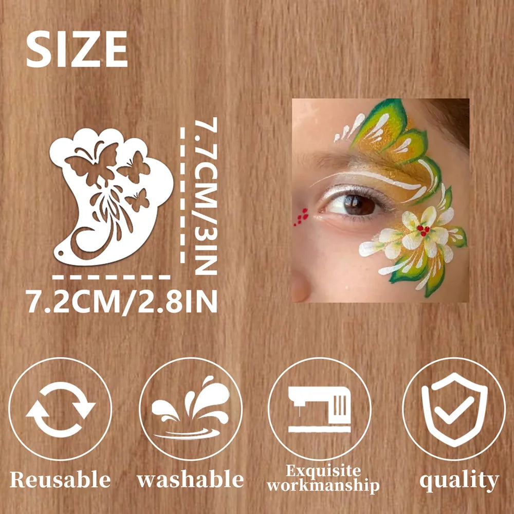 16 Face Painting Stencil New Mask Set DIY Kids Graffiti Hand Painting Aids Tattoo Stencils Stage Party Holiday Makeup