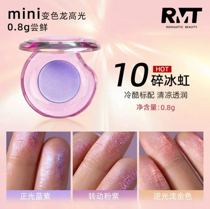 RMT High Gloss Chameleon Highlight Matte Purple Fine Powder Blusher Shiny Face Brightening Integrated Plate Makeup