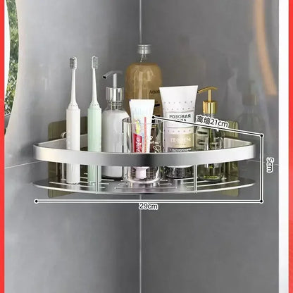 Aluminum Alloy Shampoo Rack Makeup Bathroom Accessories Storage Organizer Shower Shelf Bathroom Shelf No Drill Wall Corner Shelf