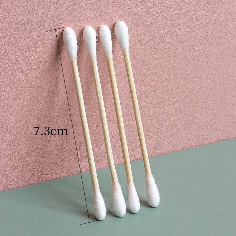 500/1000pcs Double-Headed Wood Cotton Swabs for Nose & Ear Cleaning Women's Makeup Tools Lipstick Remover Cotton Tip Sticks