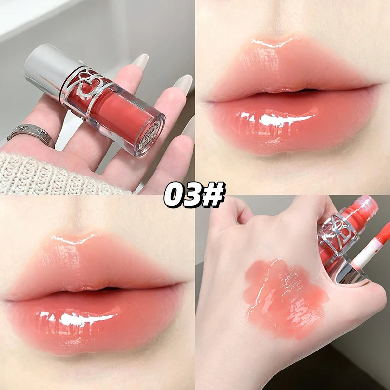 Gege Bear Sparkling Mirror Water Lip Gloss,hydrating and moisturizing Lip Gloss makeup, long-lasting color display lipstick gift
