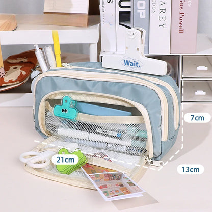 Large Capacity Minimalist Storage Bag Student Pencil Case Makeup Bag Storing Stationery Makeup Tools Digital Accessories