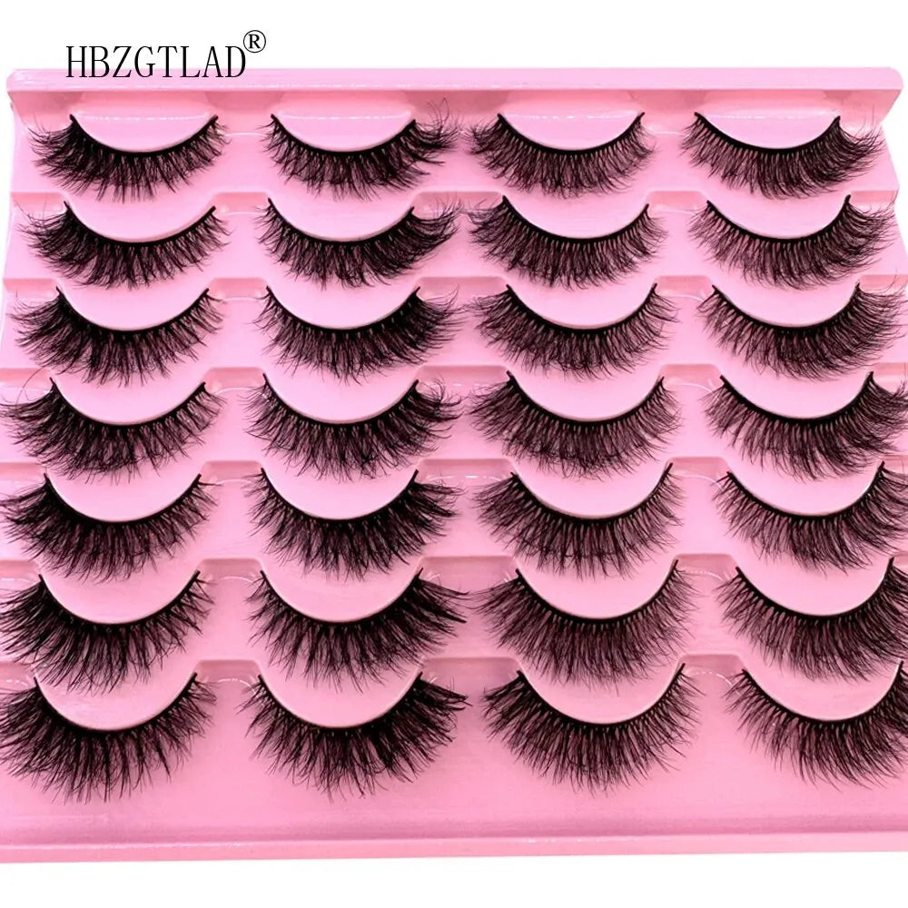 New 14Pairs 3D Faux Mink False Eyelashes Natural Messy EyeLashes Crisscross Wispy Fluffy Lashes Extension Makeup Fake Eyelashes