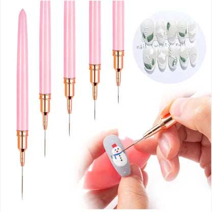 5pc/1set Nail Art Liner Brushes Long Lines Liner Brush UV Gel Polish Painting Nail Design Brush Plastic Handle Nail Drawing Pens
