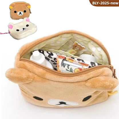 New Rilakkuma Storage Bag Cute Makeup Organizer Cartoon Bear Plush Multi Case Kawaii Cosmetic Bags Vanity Beauty Case