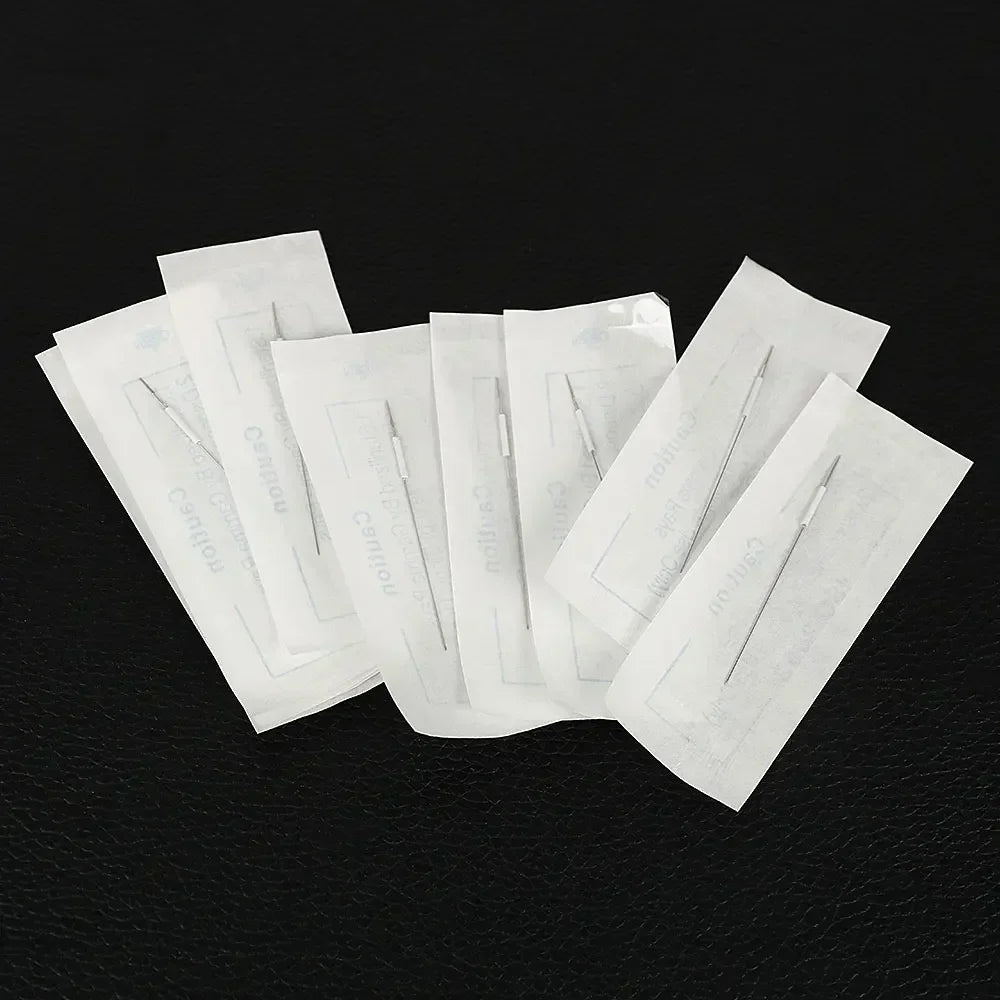100PCS 1R 3R 5R 5F 7F Tattoo Needles+100Pcs Needle Cap Tips Disposable Microblading for Permanent Makeup Eyebrow Tattoo Machine