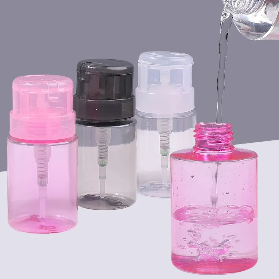 100ml Lockable Press Bottle Pump Dispenser Refillable Nail Polish Makeup Remover Manicure Cleaner Container