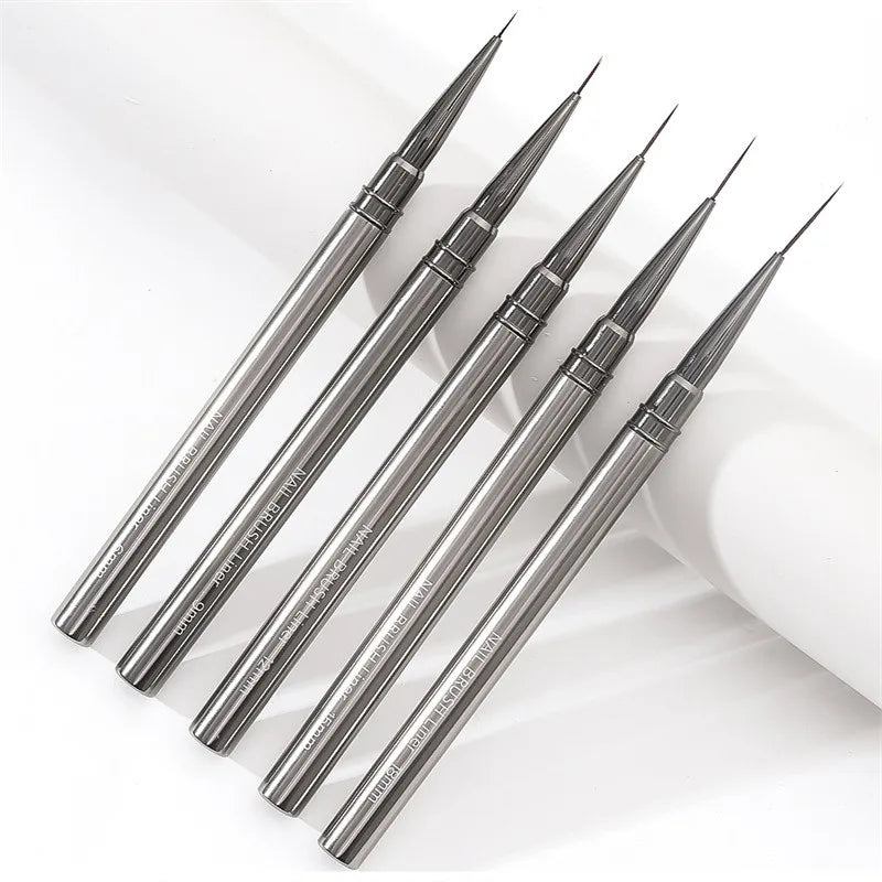 5PCS/set 6/9/12/15/18mm Nail Liner Brush Set Drawing Lines Stripe Painting Flower Pen Nail Art Manicure Metal Handle Brush Set