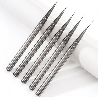 5PCS/set 6/9/12/15/18mm Nail Liner Brush Set Drawing Lines Stripe Painting Flower Pen Nail Art Manicure Metal Handle Brush Set