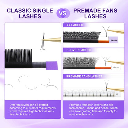 NAGARAKU 16Rows Faux Cils Lashes Individual Eyelash Extension Matte Professional Soft and Natural Makeup Premium Eyelashes