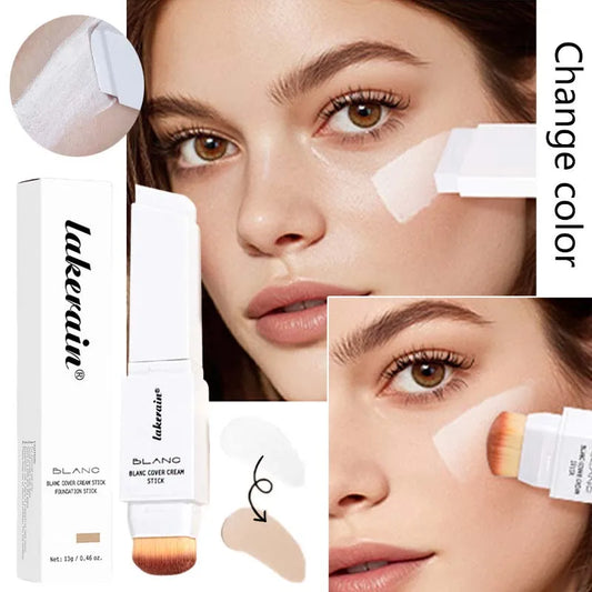 Color Changing White Foundation Concealer Stick Blanca Korean Makeup Base Natural Foundation High Coverage Face Color Corrector