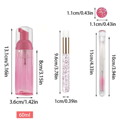20/40PCS Suit 60ML Empty Pump Bottle Eyelash Shampoo Care Makeup Tool Travel Foam Dispenser Bottle Plastic Cleanser Soap Care