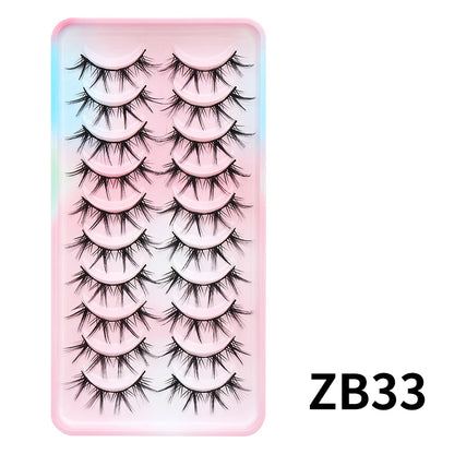 Natural Lashes 5/10 Pairs Eyelashes 3D Mink Lashes Manga Lashes Strip Lashes Band Soft Light False Eyelashes Makeup