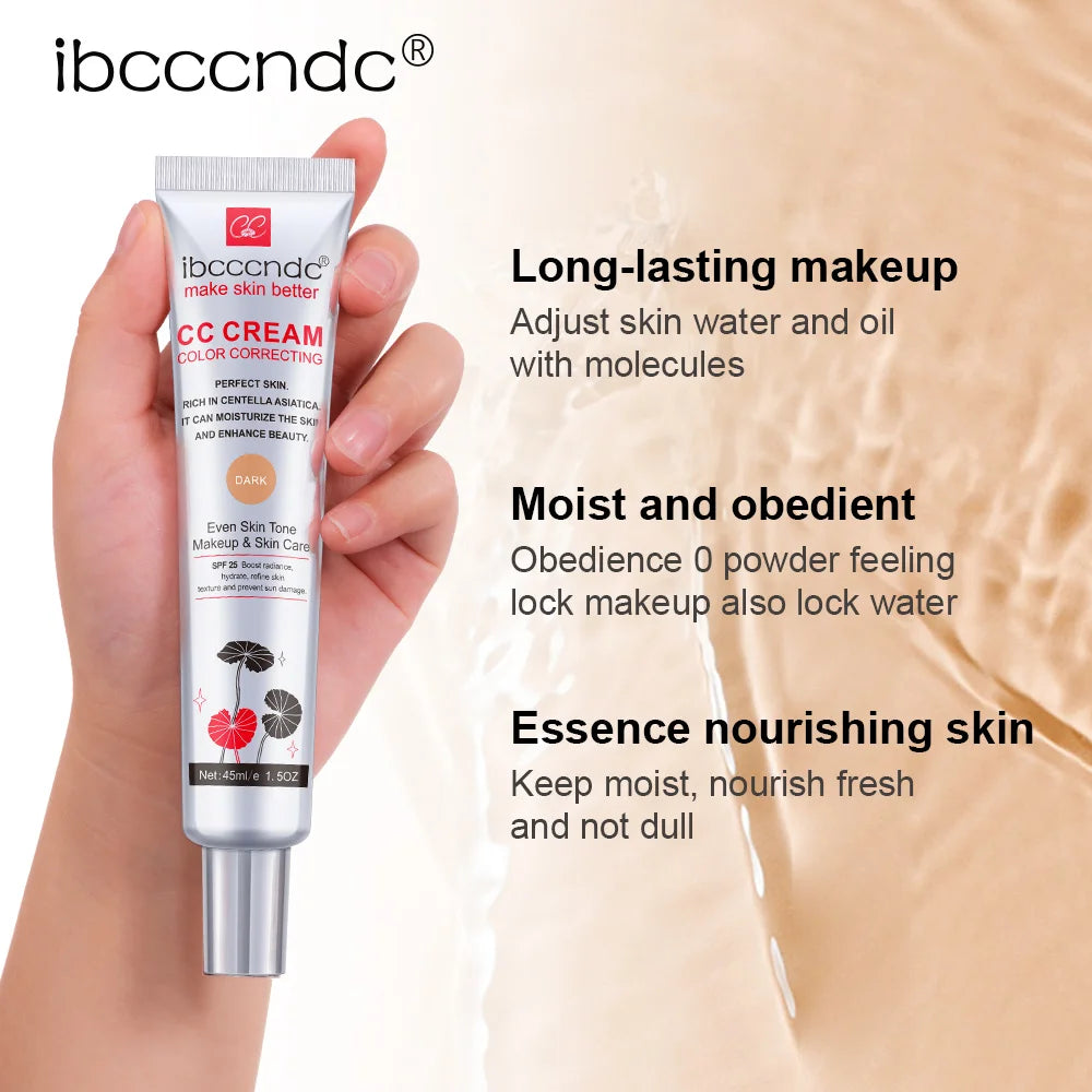 Correcting CC Cream Foundation Moisturizing Waterproof Even Skin Tone Base Makeup Lasting Conceal Pores CC Cream Primer Cosmetic