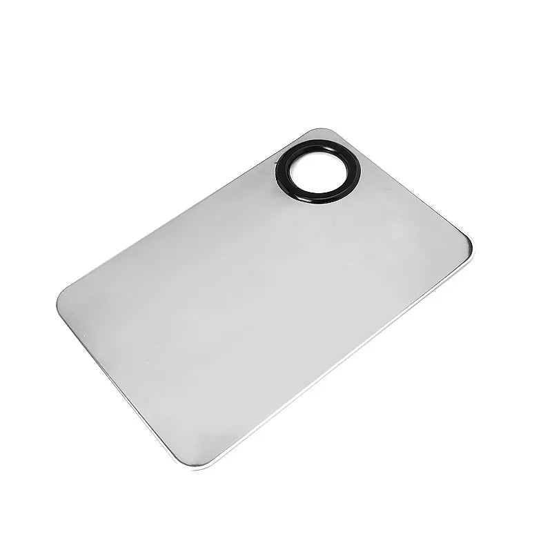 Makeup Mixing Palette Upgrad Stainless Steel Metal Mixing Tray with Spatula Artist Tool for Mixing Foundation Nail-Art