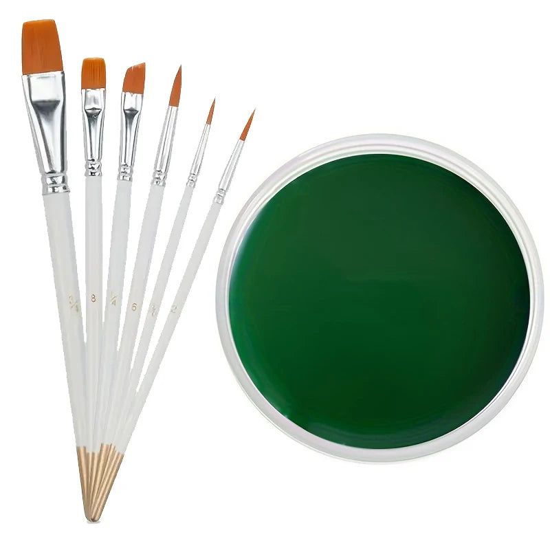 30g Professional Face Paint with 6 Brushes Body Paint Oil Face Painting Makeup Safe for Kids and Adults Split Color