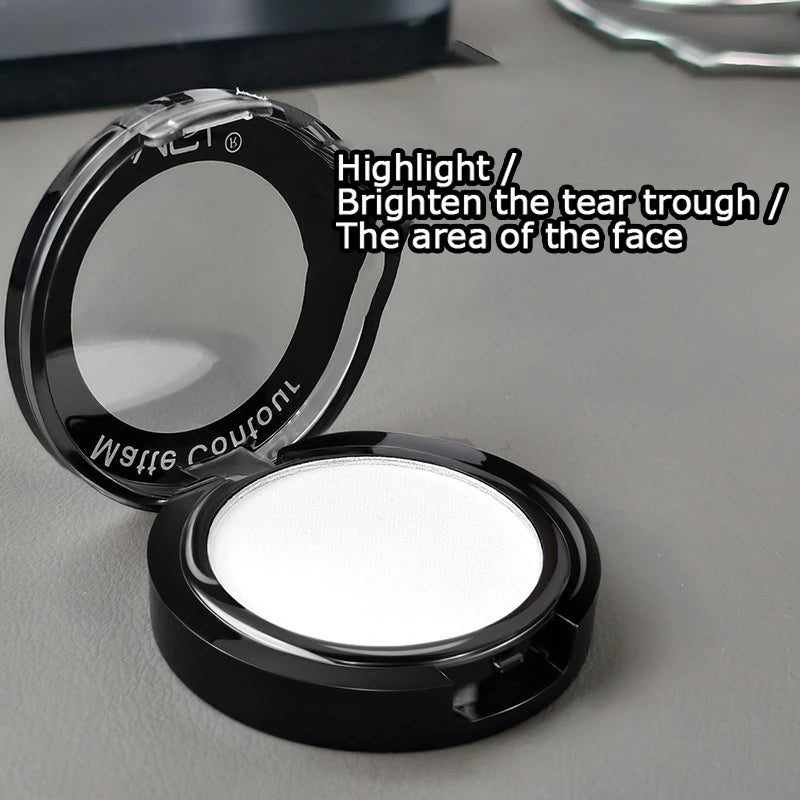 Matte Contour Palette for Daily Use, Easy to Blend Face Powder for Natural 3D Nose Cheek Highlight and Shading, Lasting Makeup